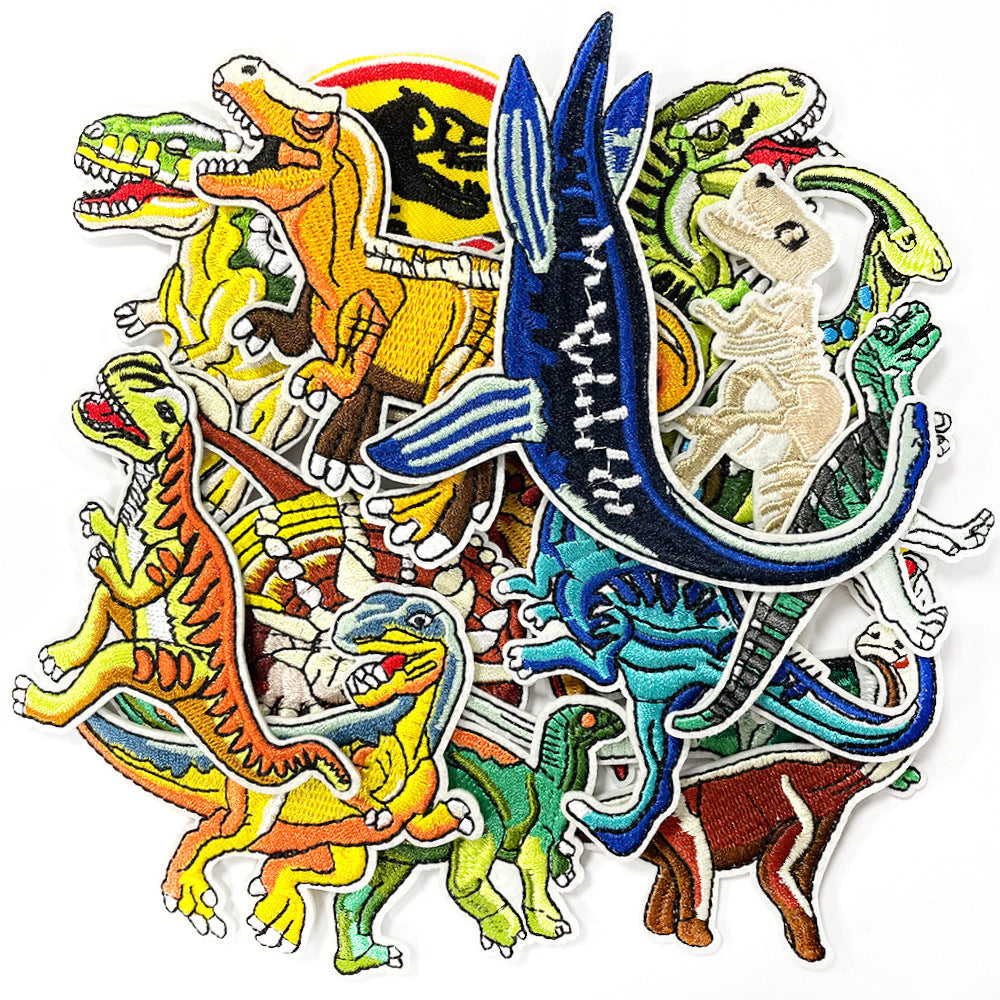 Wholesale Cartoon Dinosaur Decorative Embroidered Patches For Clothing DIY Iron On Craft Supply