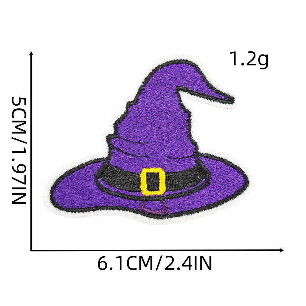 Wholesale Polyester Embroidered  Patches Ghost Bat Pumpkin Applique For Party Headwear Fashion Accessory