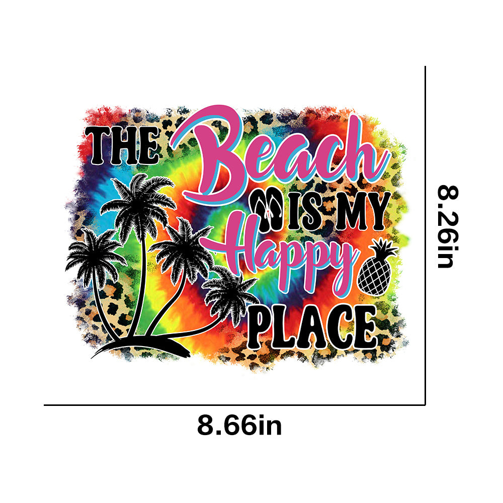 Wholesale 10pcs Beach slippers pineapple coconut trees UV DTF Ready to Press Transfers Wraps