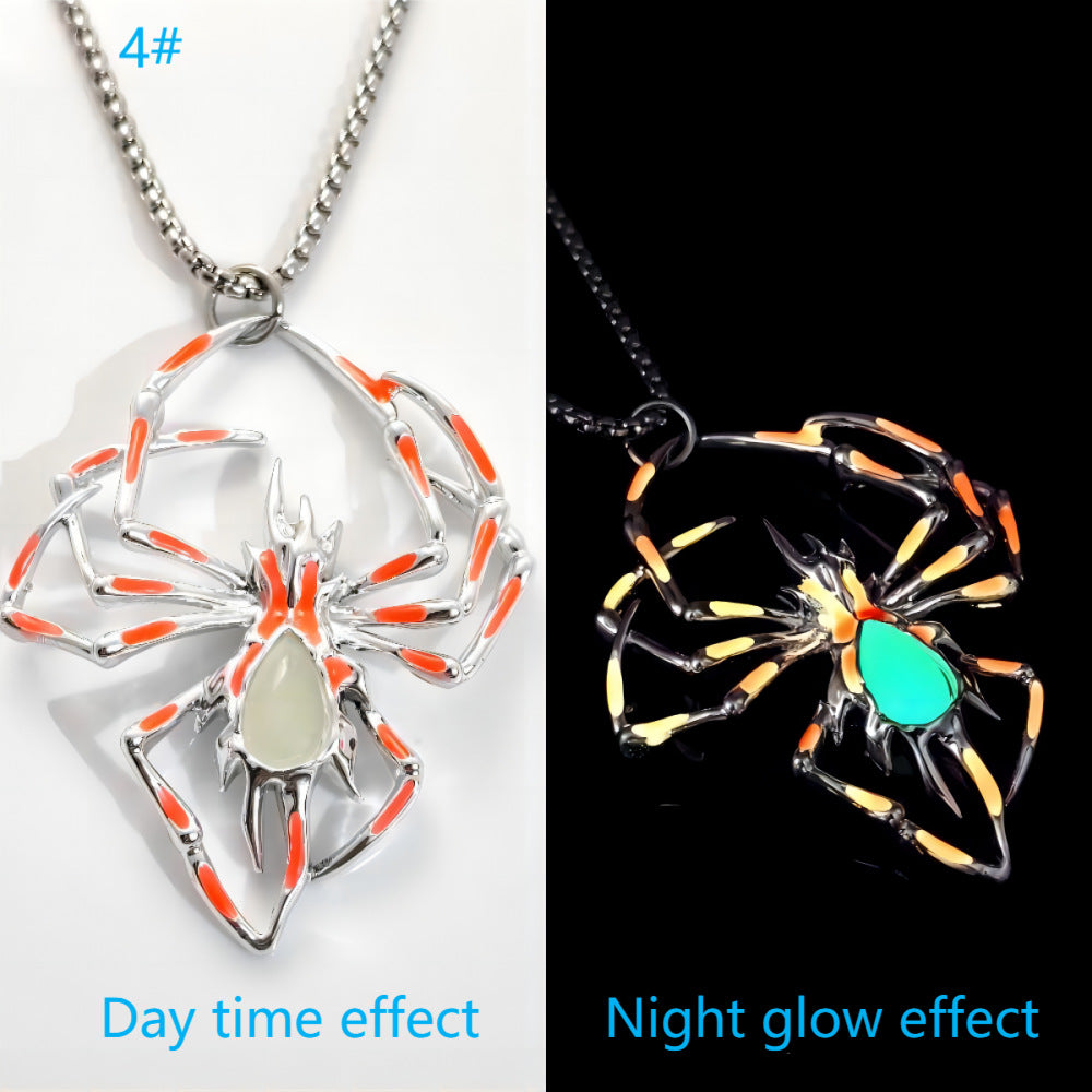 Wholesale Halloween three-dimensional luminous spider necklace