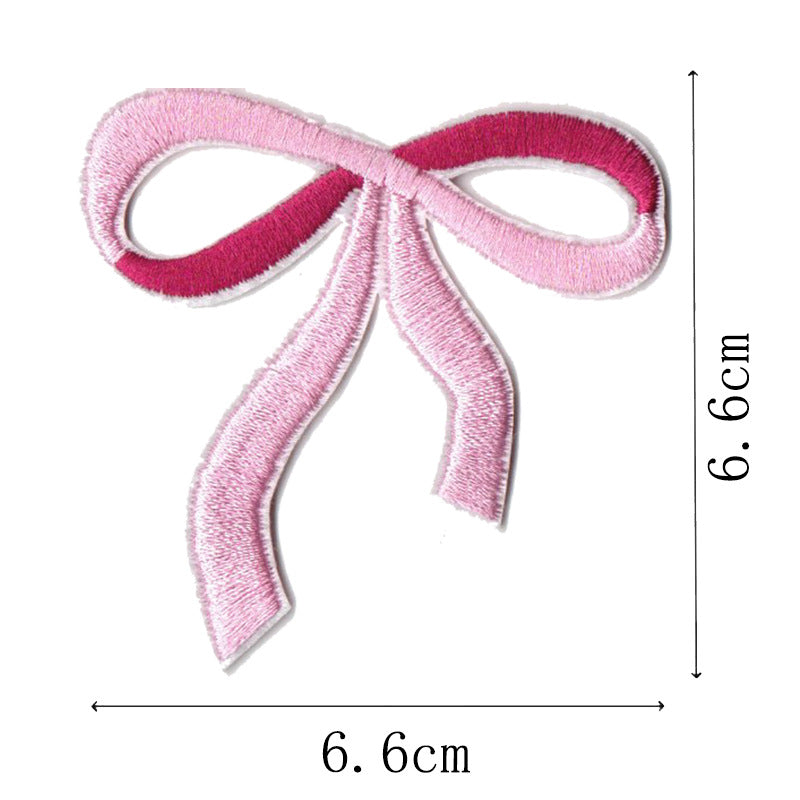 Wholesale Pink bow embroidery DIY Patches