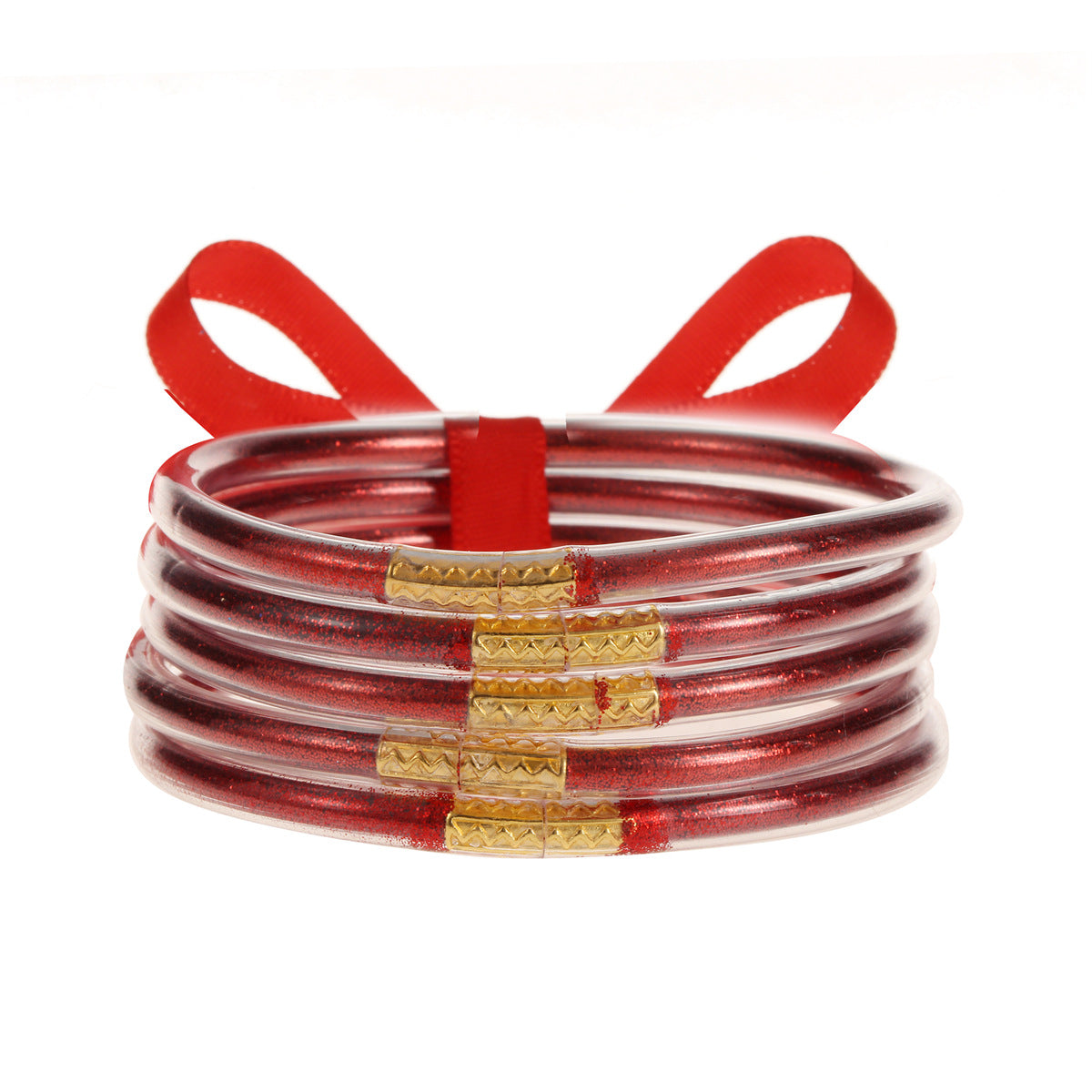 Pulsera de tubo de plástico brillante de oro de silicona transparente suave y transparente