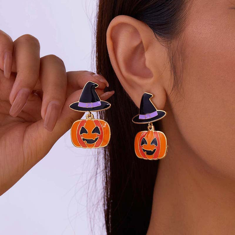 Wholesale Dark Style Halloween Skull Spider Skeleton Pumpkin Earrings