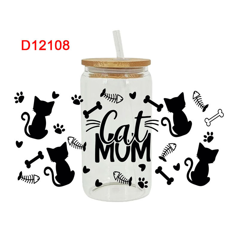 Wholesale Cute Dog Cartoon 16oz Cup UV DTF Wraps
