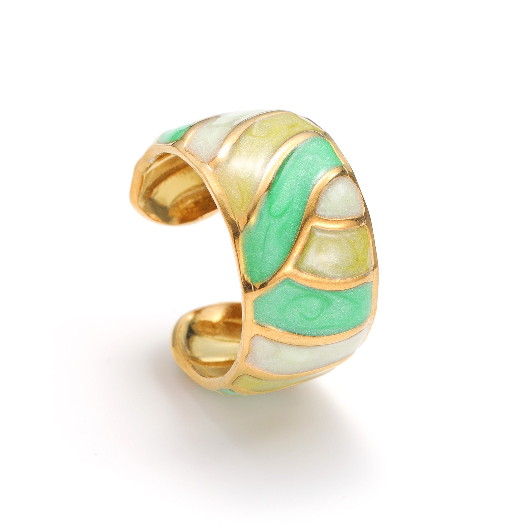 Wholesale Chic Enamel Contrast Line Stainless Steel Ring Stylish Fashion Accessory For Everyday Wear Gift Resale