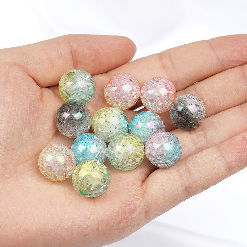 Wholesale Half-hole Acrylic Starry Sky Two-color Crack Burst Beads DIY Hair Circle Beads