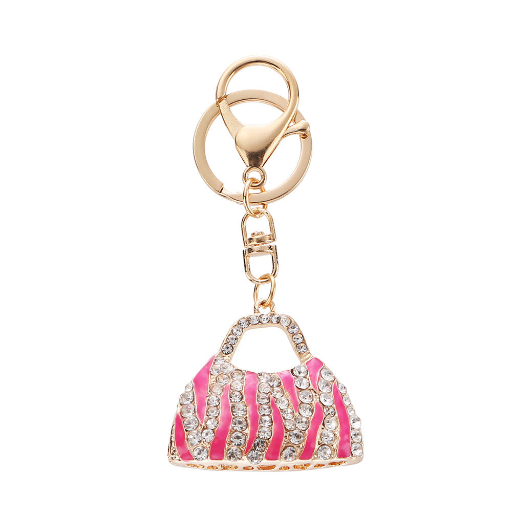 Wholesale Rhinestone Leopard Print Creative Bag Car Keychain
