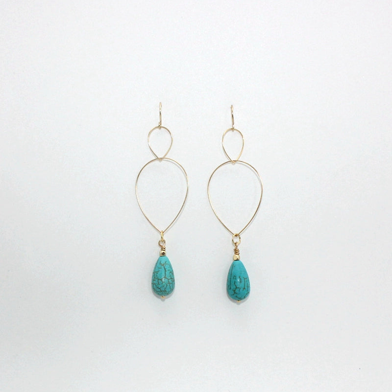 Wholesale Copper Hoop Teardrop Turquoise Earrings