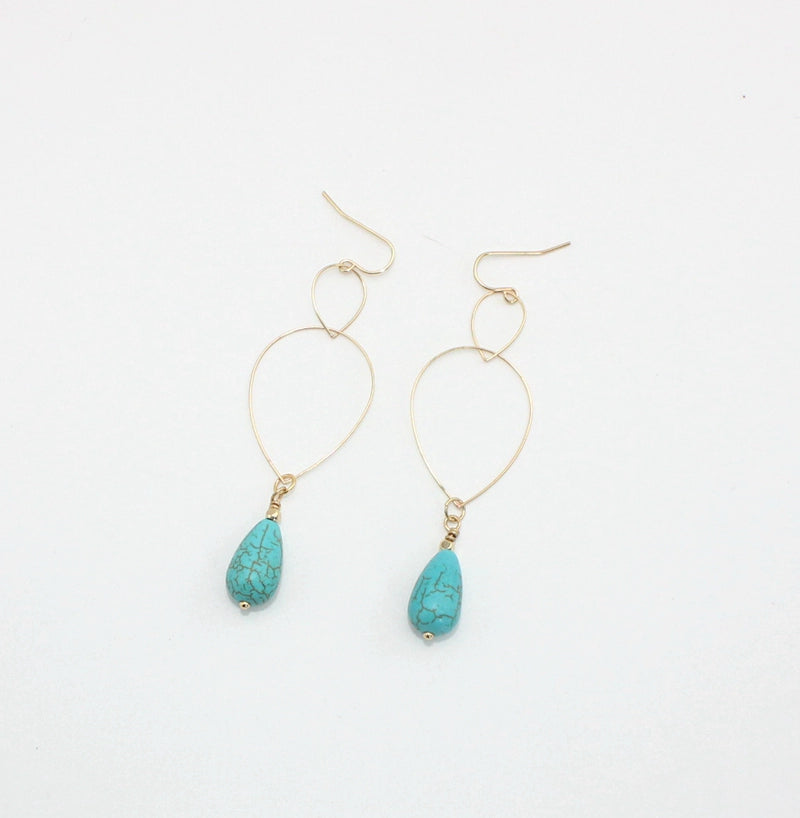 Wholesale Copper Hoop Teardrop Turquoise Earrings