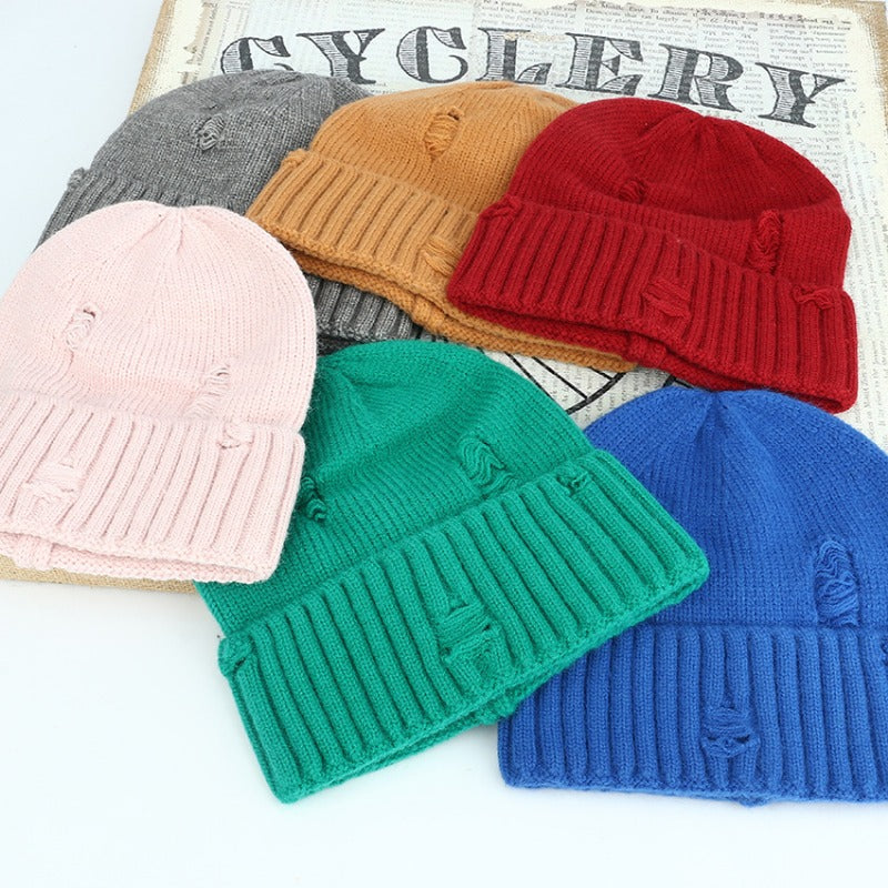 Wholesale Couple Winter Warmth Knitted Hairline Face Friendly Ear Protector Knitted Perforated Cold Hat