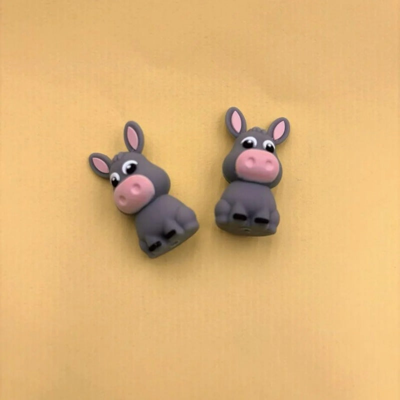 Wholesale New Creative Silicone Beads Cartoon Donkey Silicone Beads 10pcs/pack