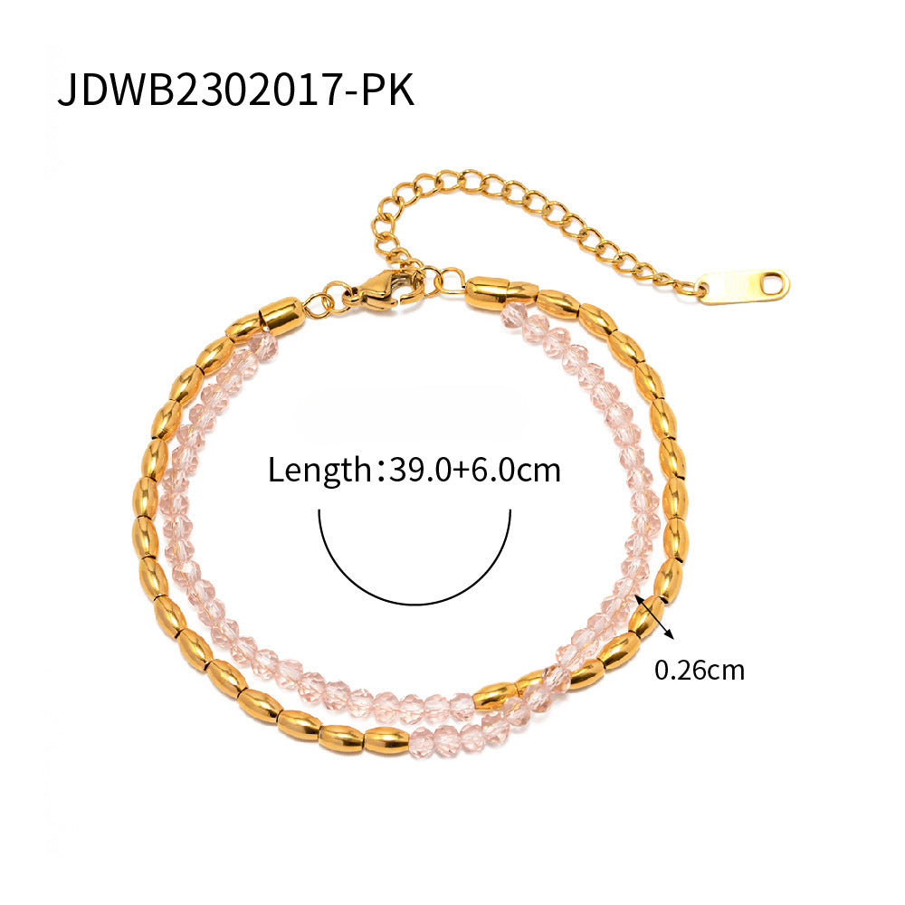 Wholesale Summer Titanium Steel Color Beaded Necklace