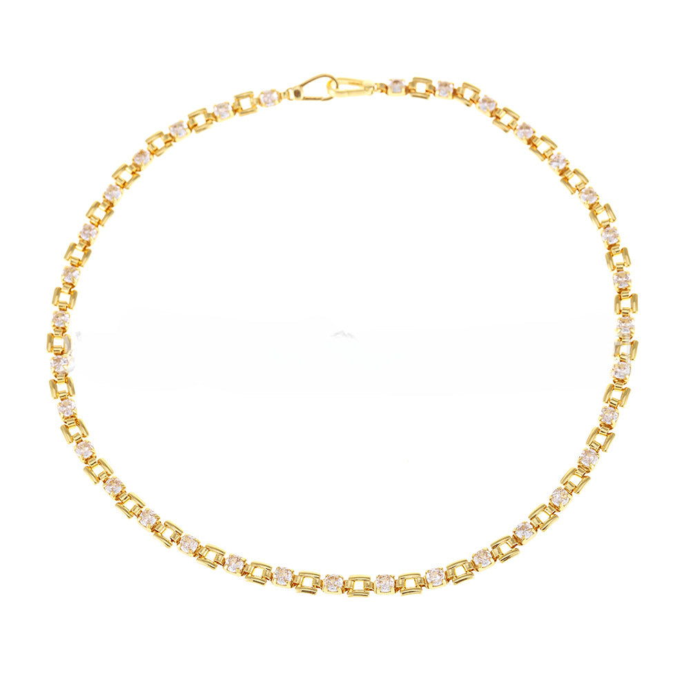 Wholesale Copper Plated Real Gold Zircon Necklace
