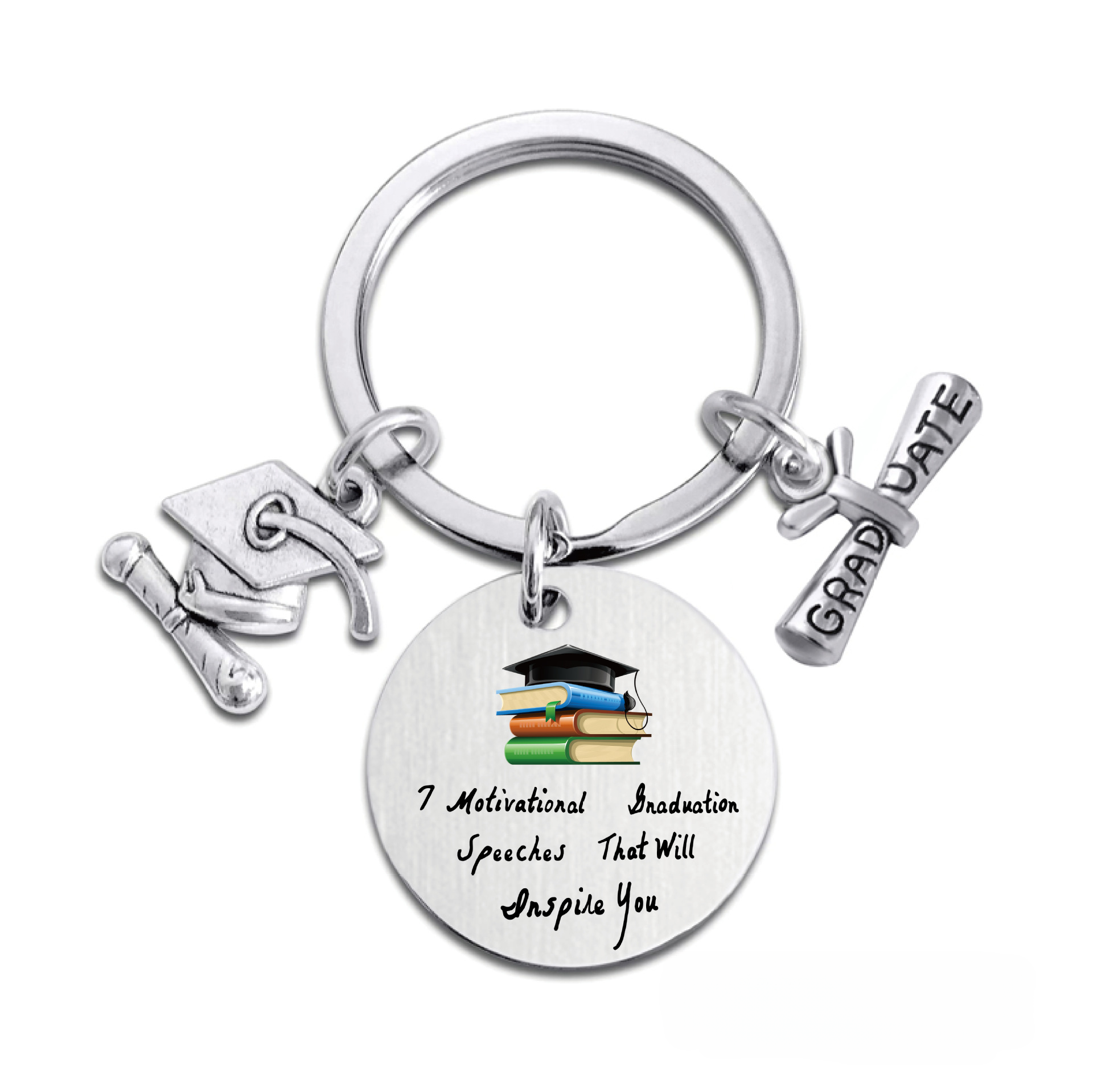 Wholesale Stainless Steel Round 2023 Graduation Gift Metal Keychains