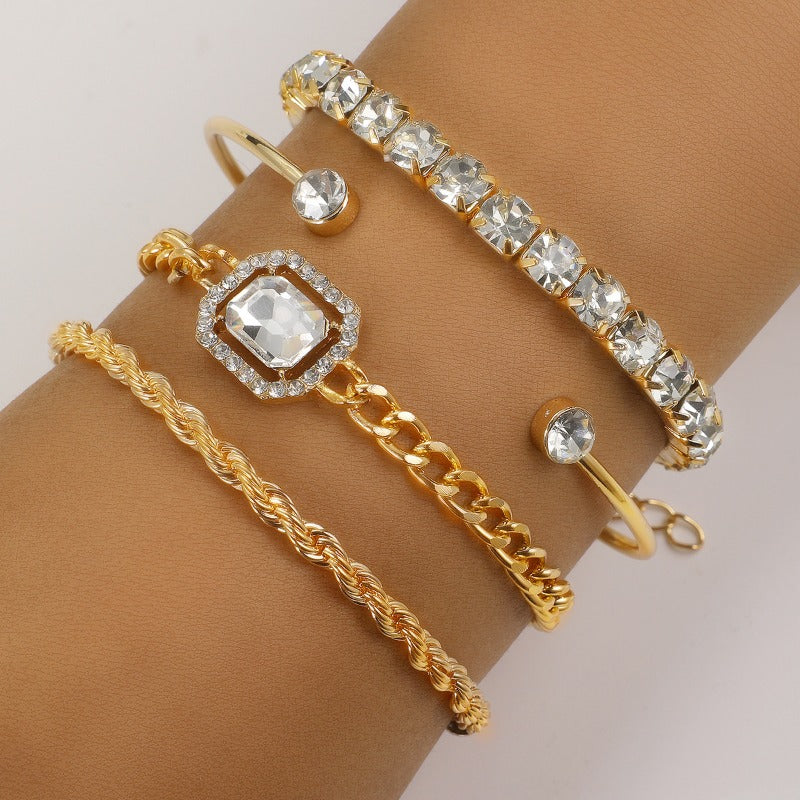 Wholesale Retro Fried Dough Twists Alloy Bracelet Suit