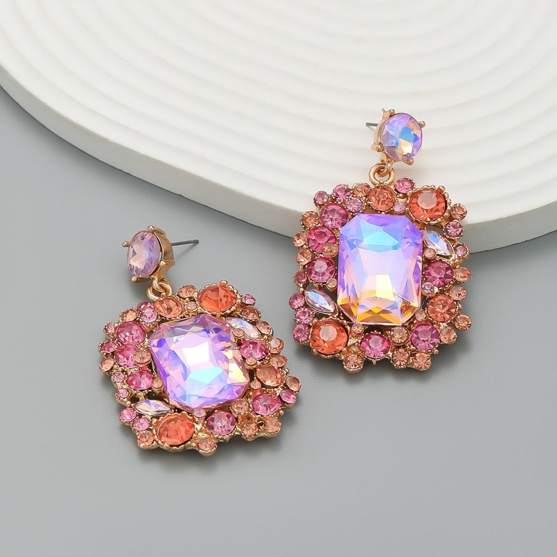 Wholesale Colored Diamond Square Gemstone Earrings