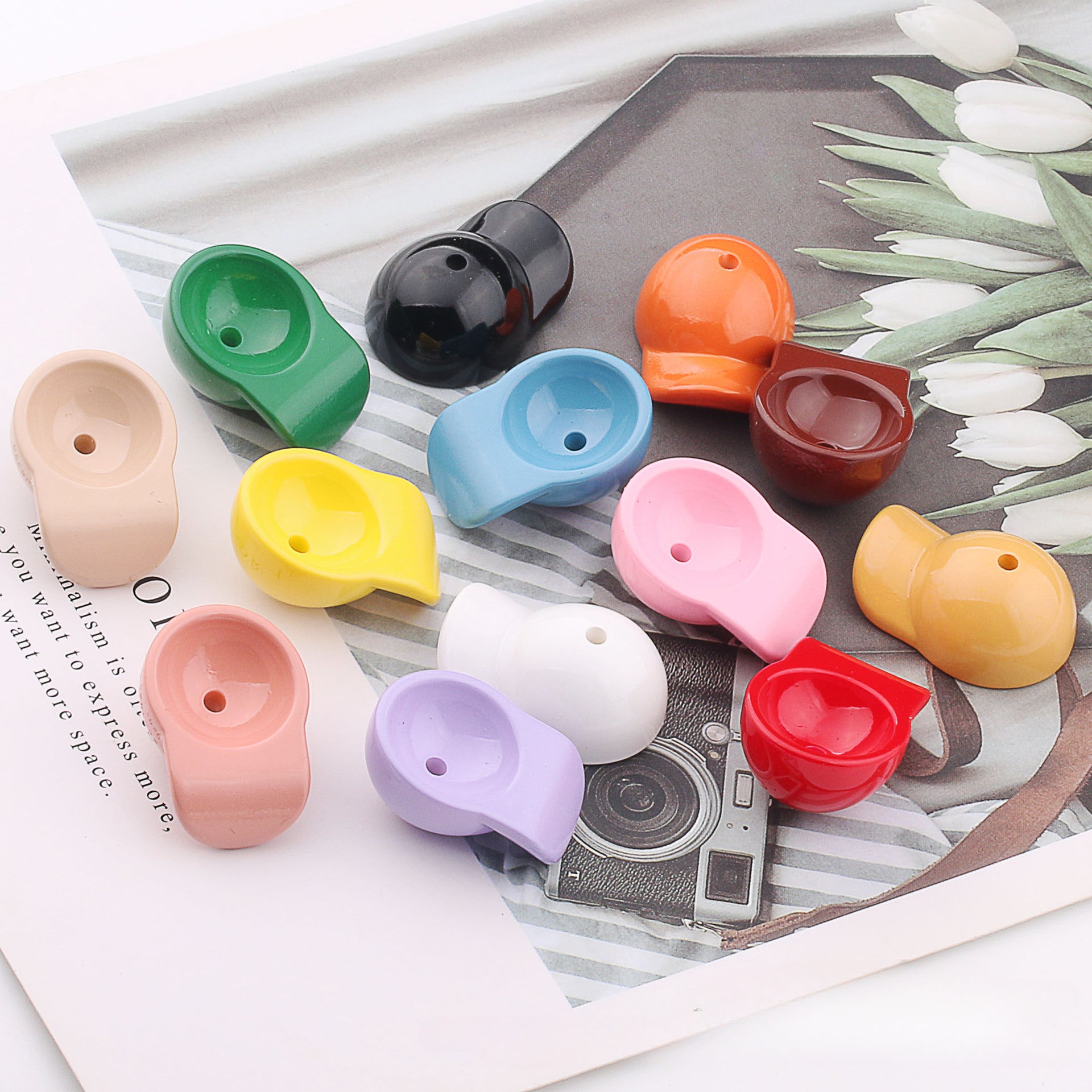 Wholesale 10pcs/pack Acrylic Color Painted Peaked Cap DIY Beaded Accessories