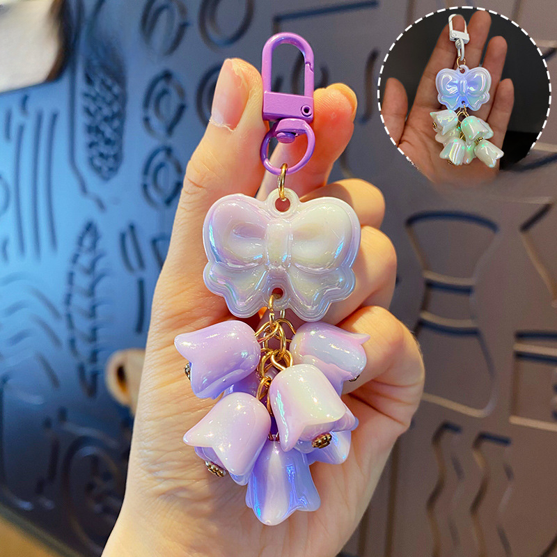 Wholesale Luminous Bow Lily of the Valley Acrylic Keychains