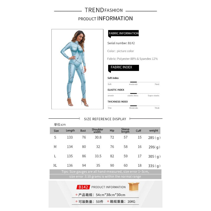 Wholesale Halloween Horror Night Dress Layered 3D Digital Printing Clothing