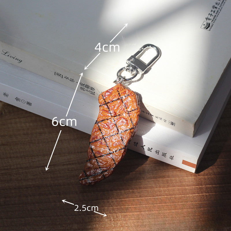 Wholesale PVC Simulation Food Steak Sausage Keychain