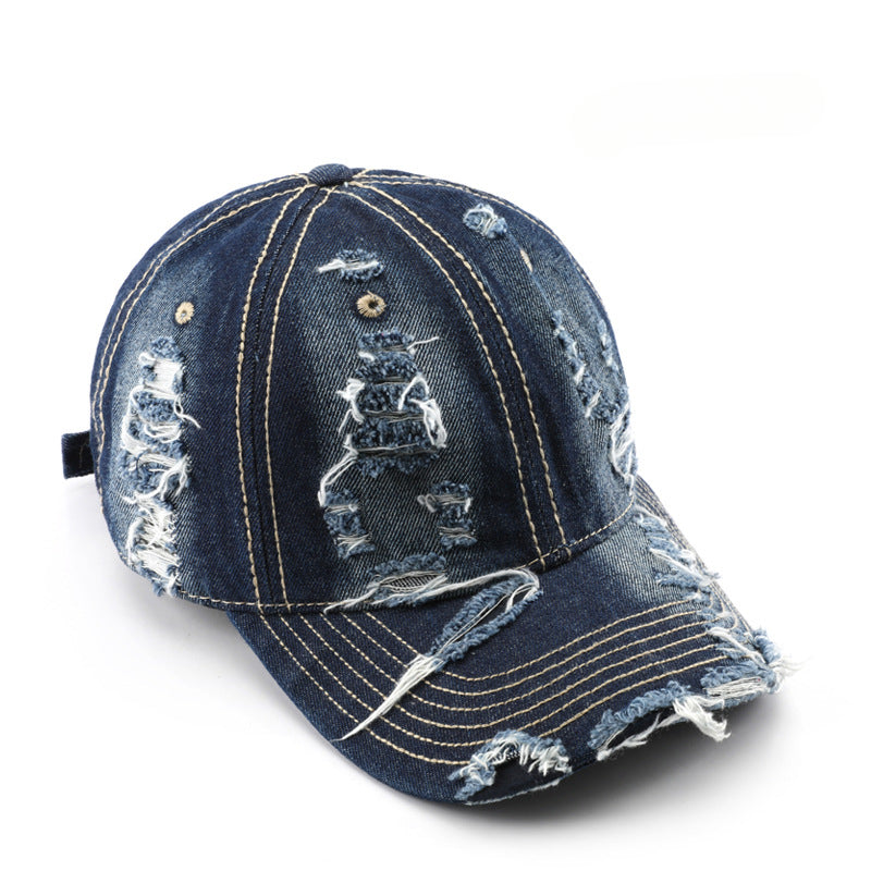 Wholesale Washed Denim Perforated Cotton Baseball Caps