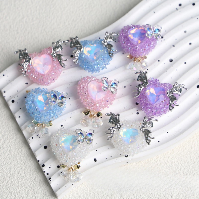 Wholesale 5PCS Angel Wing Butterfly Crystal Bell Love Diamond DIY Jewelry Accessories Loose Beads