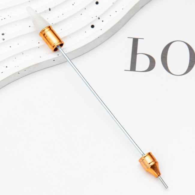 Wholesale 2pcs Beadable Pens Nail art Double-head drill pen DIY tools with wax blotting dot decal appliqué pen