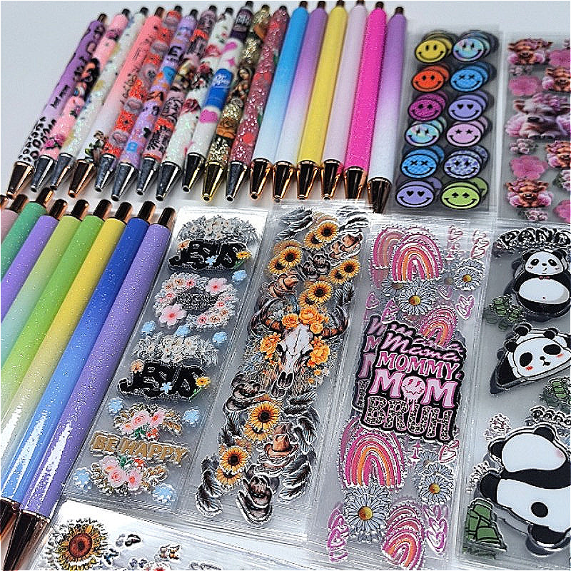 Wholesale Random Stickers 20/50/100pcs UV DTF Wraps & Cartoon Random Styles Pen Stickers for Crafts