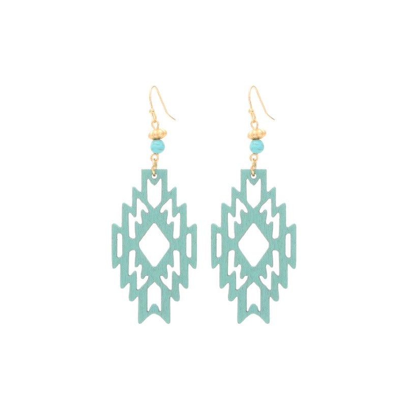 Wholesale Bohemian Hollow Wood Diamond Earrings