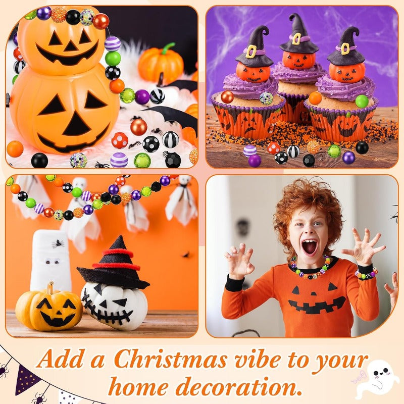 Wholesale 50 Pcs Holiday Bubblegum Beads 20 mm Bulk Pastel Colored Beads Acrylic Plastic Beads Spacer Gumball Beads for Christmas Halloween Thanksgiving DIY Bracelet Pendant Necklace (Stylish)