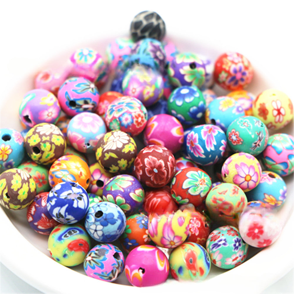 Wholesale 100PCS DIY Round Mixed Color Soft Ceramic Beads