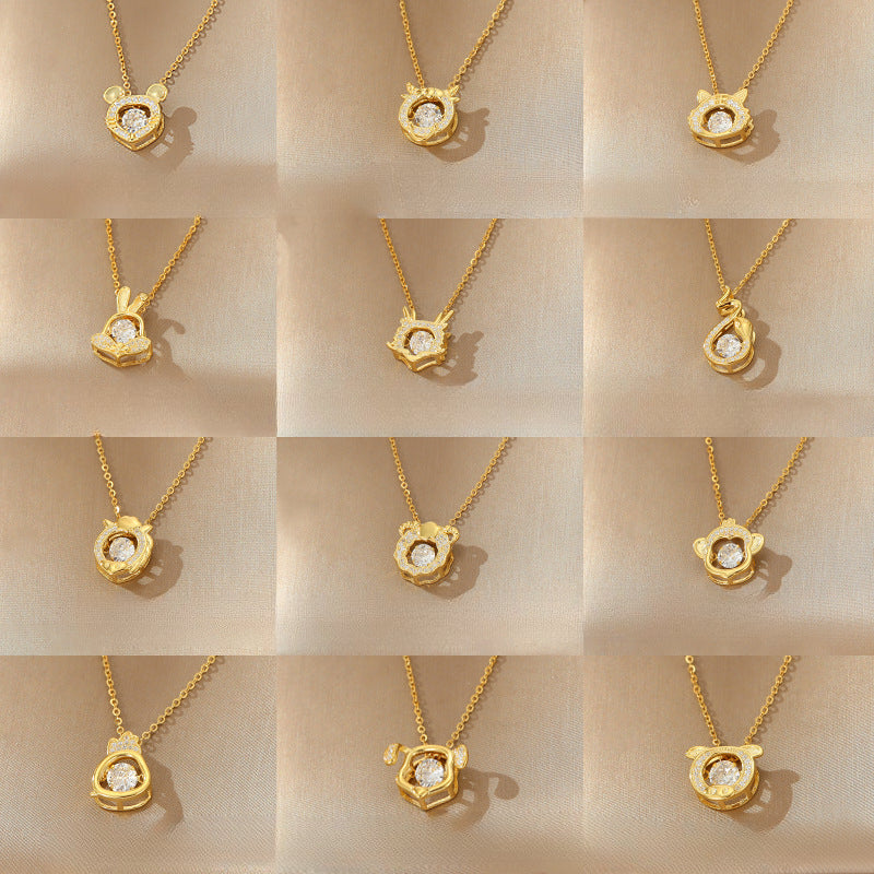 Wholesale S925 Silver Dragon Year Smart Zodiac Necklace