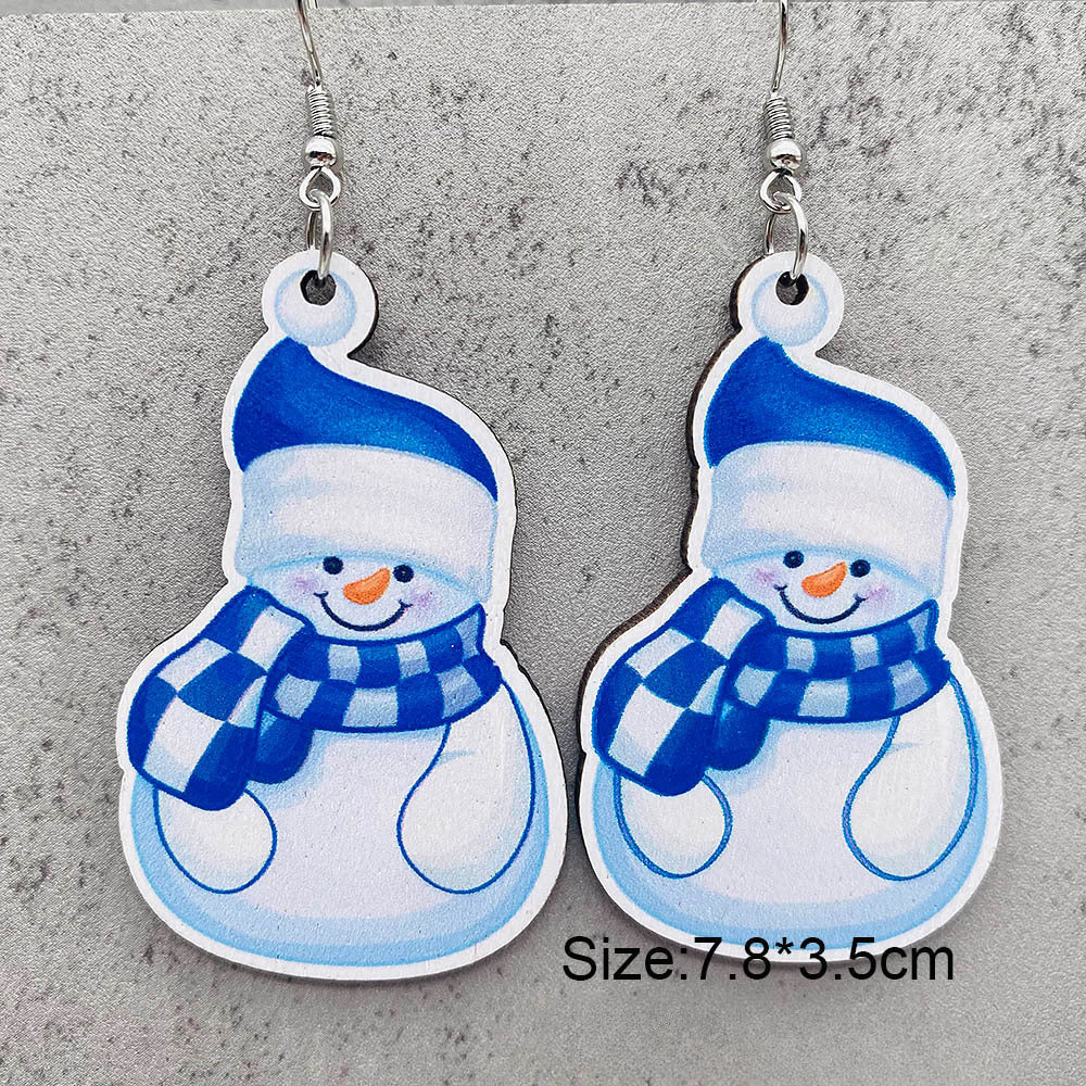 Wholesale Christmas Santa Claus Christmas Socks Elk Wooden Earrings