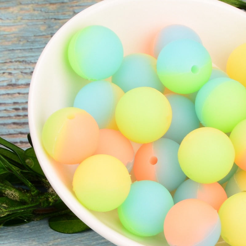 Wholesale 100pcs Two tone Luminous Silicone Round Handmade DIY Personalized Beads
