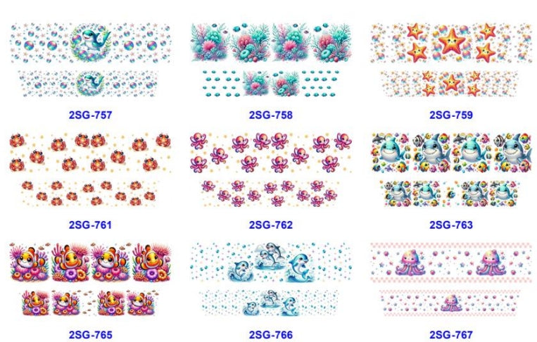 Wholesale 8pcs Marine Life 3oz Cup Stickers Wrap