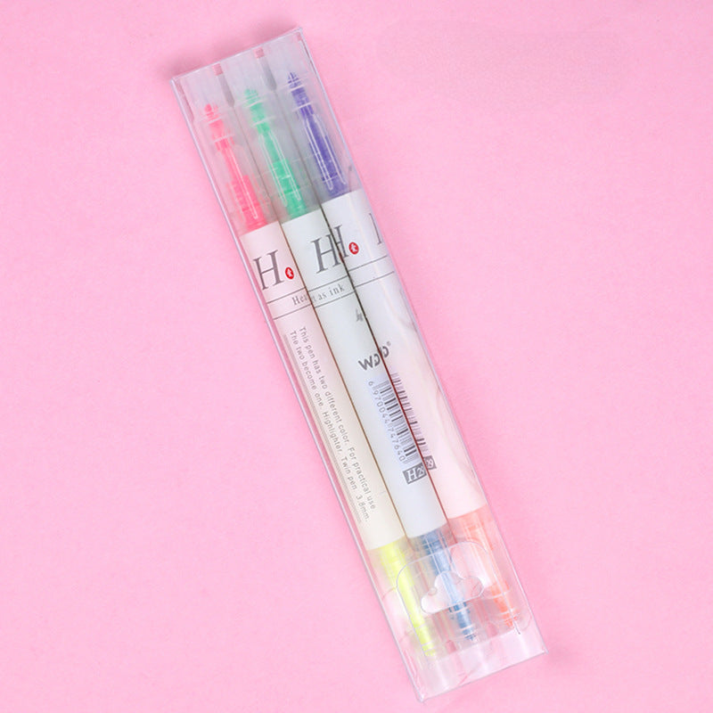 Wholesale Double Ended Plastic Highlighter Set 6pcs
