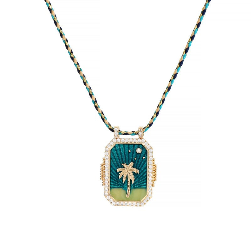 Wholesale Tarot Card with Diamond Drop Oil Electroplating Real Gold Color-preserving Necklace
