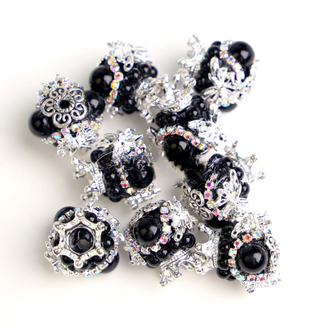 Wholesale Crown Cat Eye Acrylic Beads Diamond Chain Beads