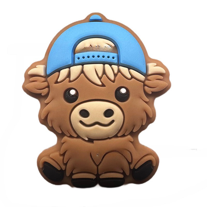 Wholesale 10pcs Cartoon Animal Cow Silicone Beads