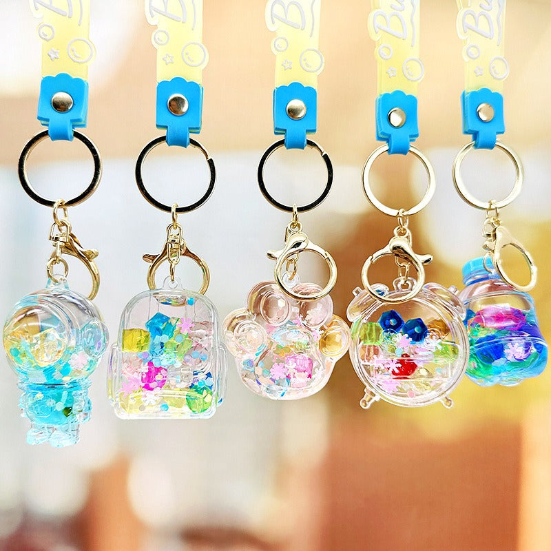 Wholesale Cartoon Colorful Quicksand Bottle Acrylic Liquid Keychain