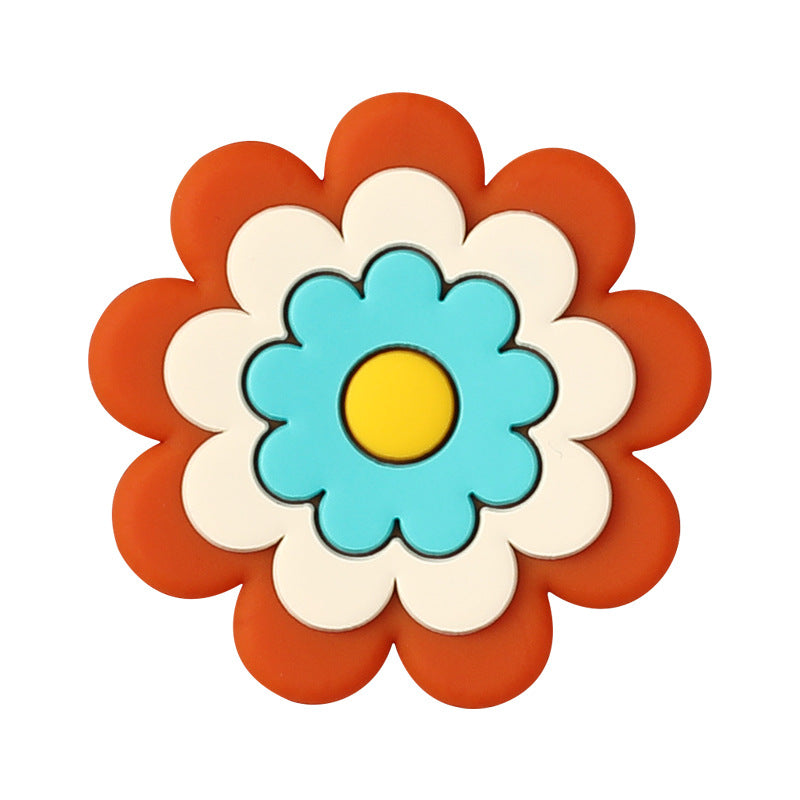 Wholesale 20pcs 3D Silicone Beads Colorful Flower Pattern Beads