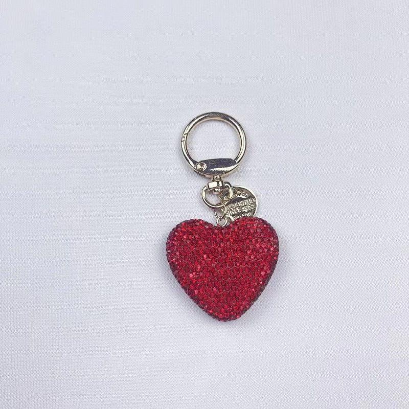 Wholesale Full Diamond Peach Heart Car Key Pendant Fashion Hang Tag Openable Love Keychains