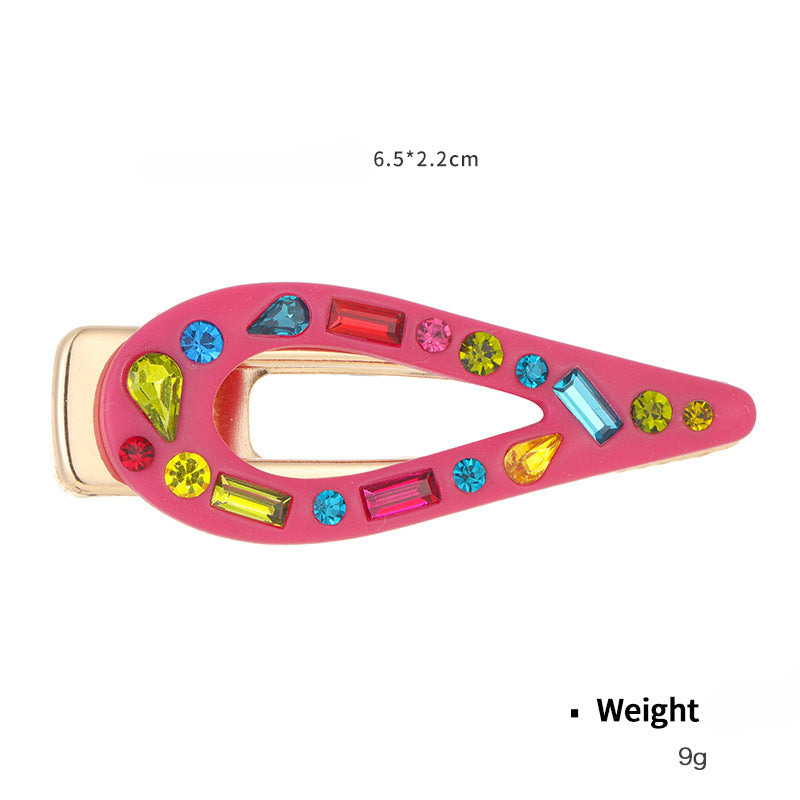 Wholesale Candy Colored Resin Studded Diamond Pointed Hair Clips
