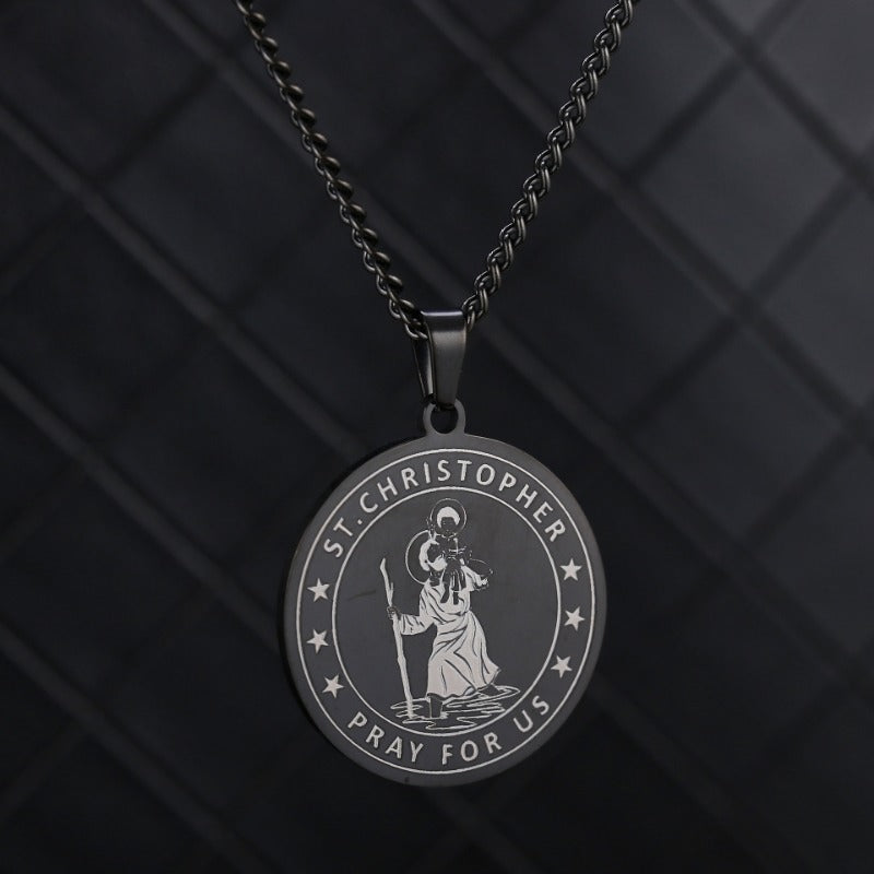 Wholesale St. Christopher Stainless Steel Travel Amulet High-end Niche Necklaces