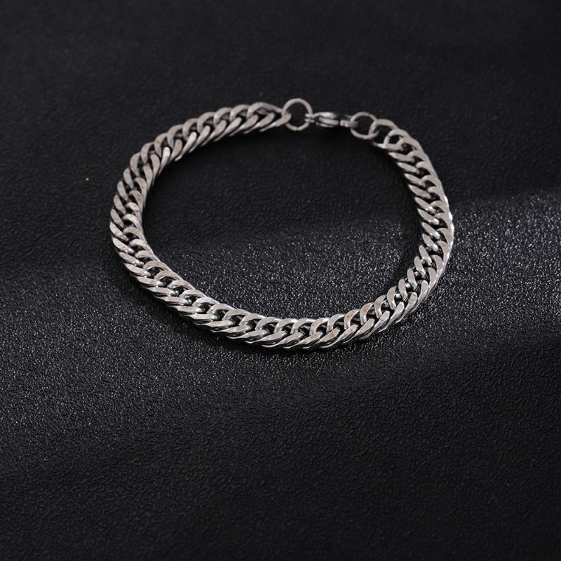 Wholesale Double Woven Four Sided Grinding Titanium Steel Personalized Trendy Hip Hop Bracelet