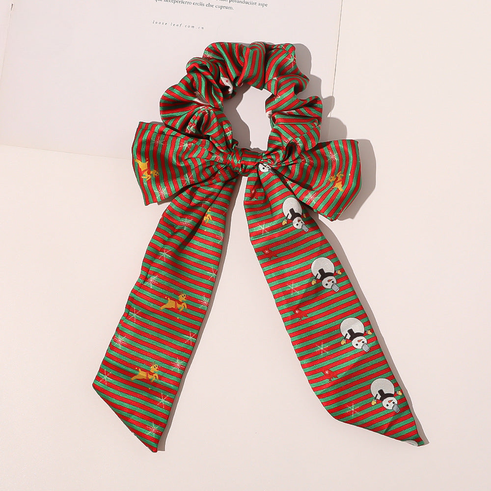 Wholesale Christmas New Bow Ribbon Fabric Hair Tie
