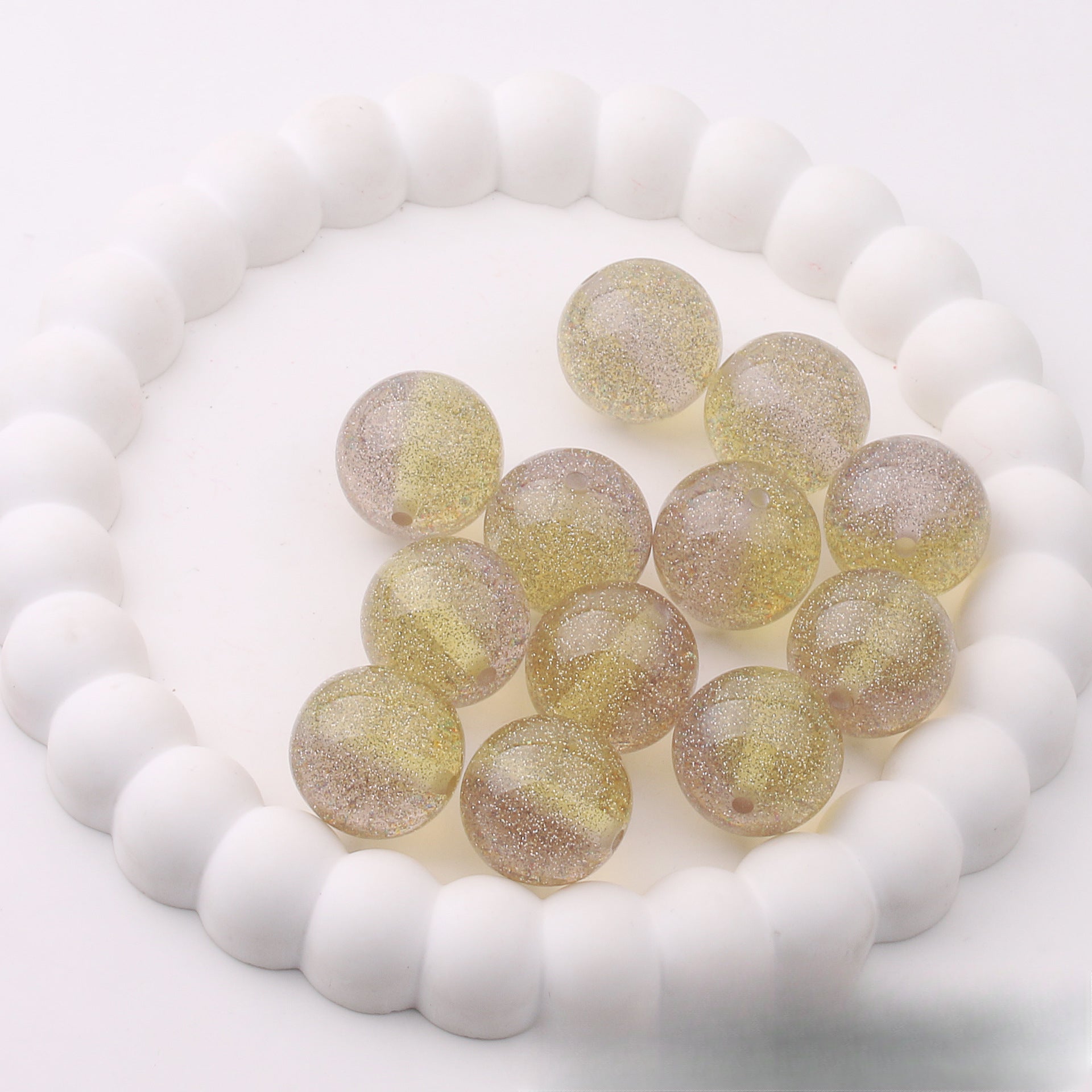 Wholesale 100pcs 20mm Fine Flash Two-color Diamond Sand Resin Straight Hole DIY Beads