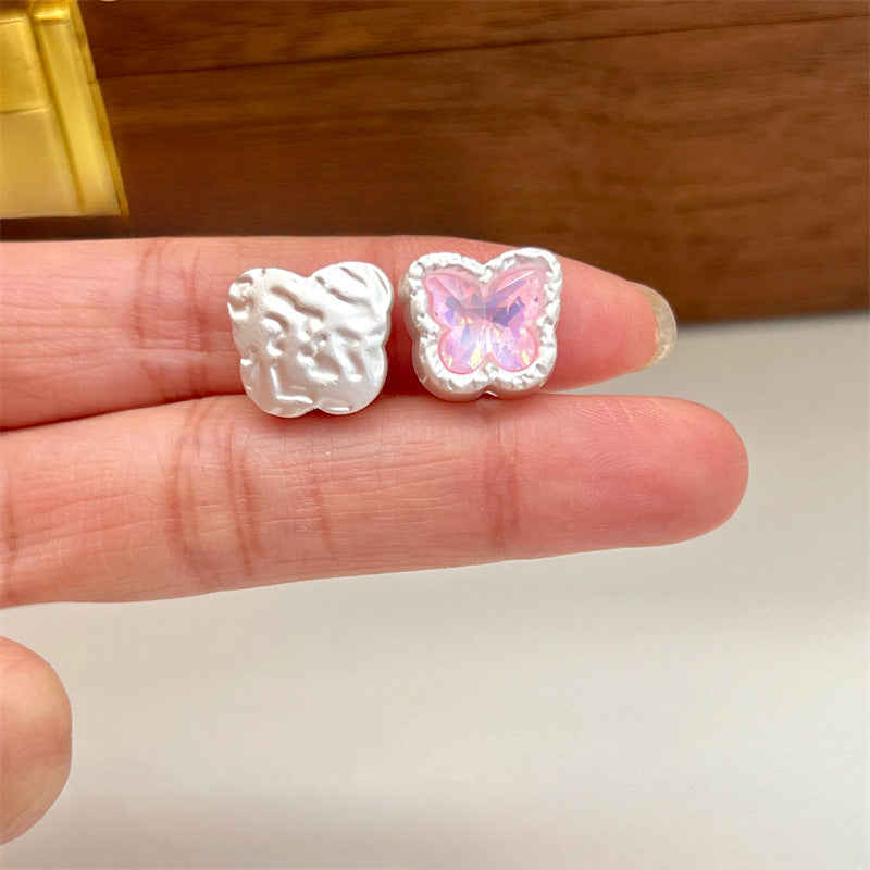 Wholesale 5PCS/PACK Butterfly Alloy Colored Diamond Perforated Beads