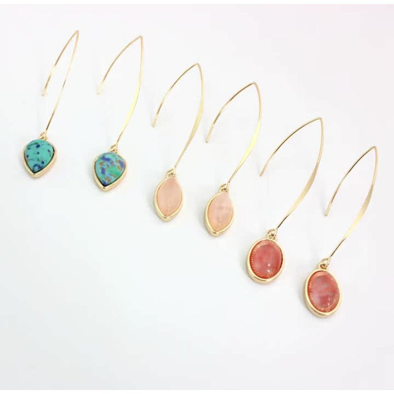 Wholesale Natural Stone Inlaid Drop Earrings