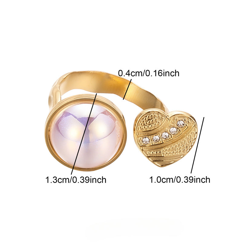 Wholesale Stainless Steel Micro Inlaid Zircon Pearl Rings